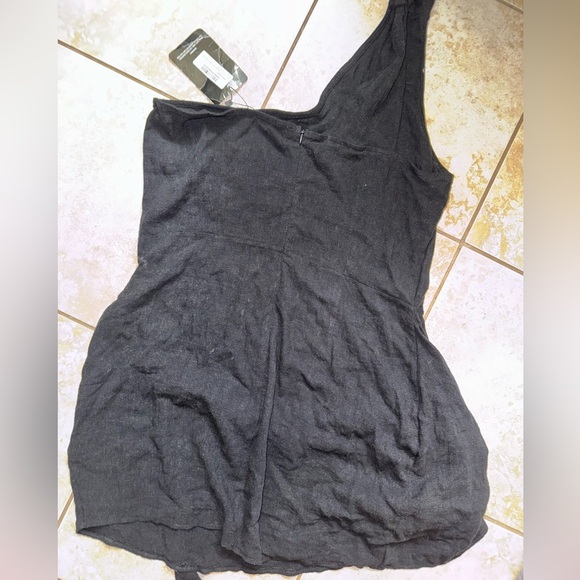 Nwt black linen wrap  mini dress - Picture 4 of 5